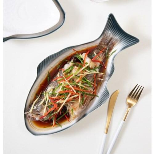 New restaurant ceramic fish plate personalized business restaurant net red steamed fish plate ceramic tableware dinner plates