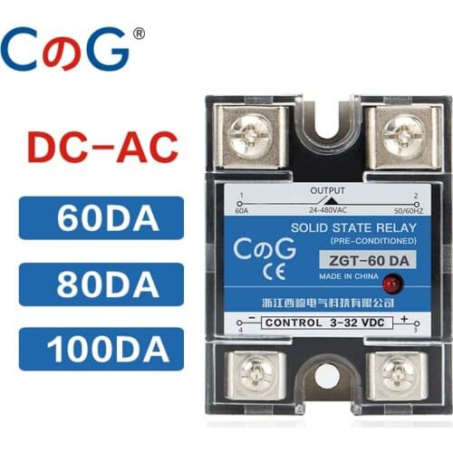 CG SSR-60DA 80DA 100DA Relay Single Phase DC Control AC 24-480VAC 3-32VDC Heat Sink 60A 80A 100A DA Solid State Relay