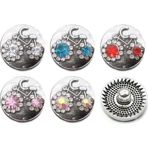 Wholesale w067 bicycle 18mm 20mm rhinestone metal button for snap button Bracelet Necklace Jewelry For Women Silver jewelry