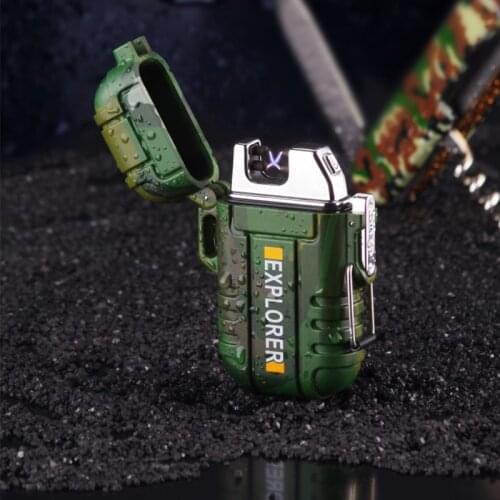 2019 Rechargeable Waterproof Usb Plasma Lighter Double Arc For Outdoor Camping Sports Cigarette Lighter For Smoking