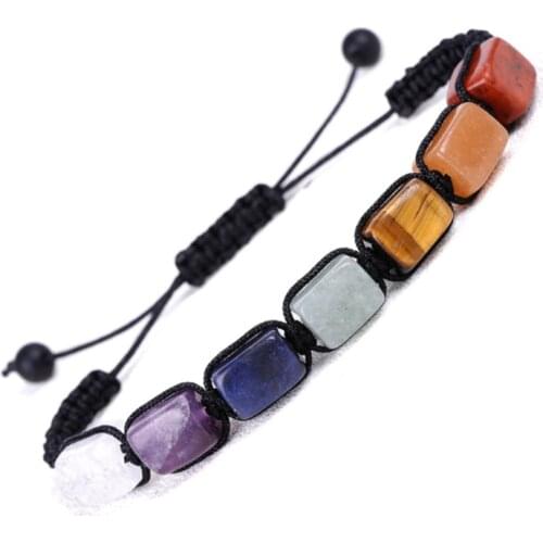 WWLB Hot 7 Chakras Bracelets Reiki Natural Stone Braided Women Bracelet Healing Irregular Bead Handmade String Rope Adjustable