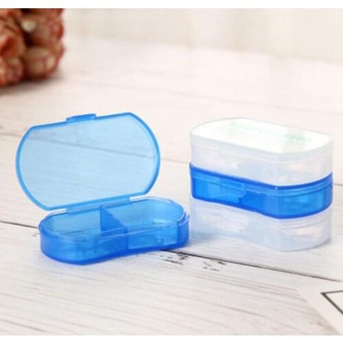 Portable Travel Mini Plastic Pill Box Medicine Case 2 Compartments Jewelry Bead Parts Organizer Storage Box#604