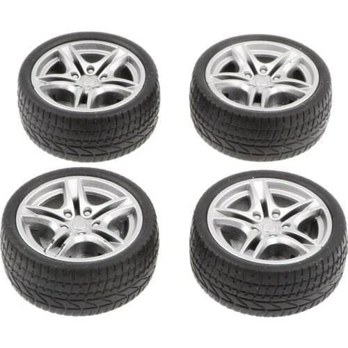 4pcs/lots 1: 10 Scale Touring Car 5 Spoke Rubber Wheel Rims & Tires 48mm for DIY Remote Control Vehicle Modified Parts