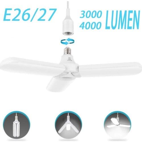 3000/4000LM Folding Led Light Bulbs Industrial Garage Lighting Pendant Light Bulbs LED Lamp White Warm E26/27 30/40W