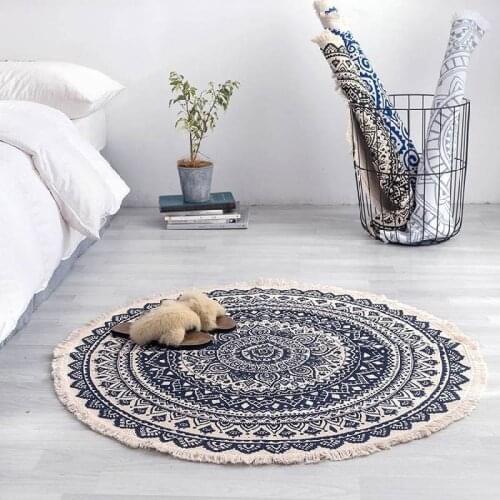 Modern Carpet Round Carpet Boho Bedroom Decor Cotton Linen Rug Hand Woven Carpets Home Rugs For Living Floor Mat Room Decoration