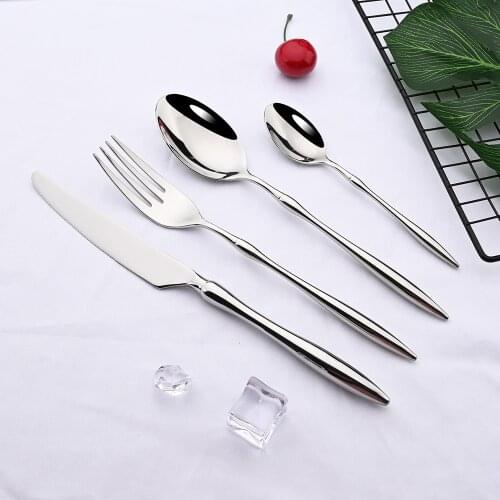 Silver Cutlery Set 18/10 Stainless Steel High Quality Tableware Kitchen Set Dinnerware Dinner Utensils Reusable Home Flatware
