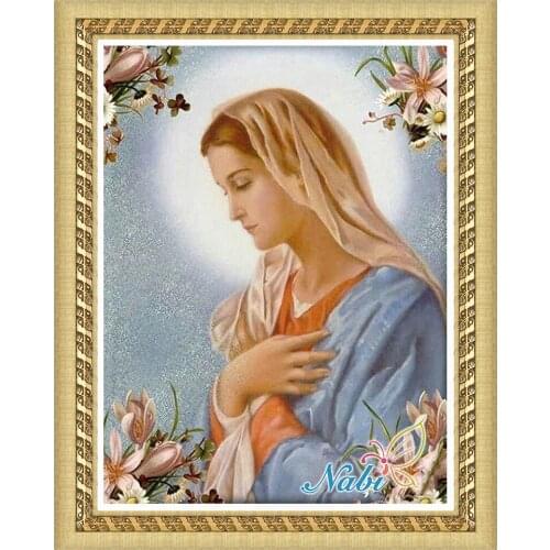 Religion drawing dmc pictures 3695R - Round Diamond embroidery cross stitch diamond mosaic painting