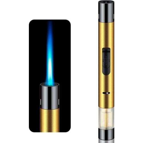 Windproof Butane Gas Torch Lighter Airbrush Camping Kitchen BBQ Metal Welding Lighter Cigarette Cigar Lighters Gas Visible