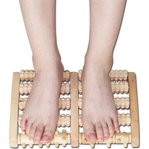 High quality pure wood foot massager 5 row roller massage foot massage to promote blood circulation, point massage, body relaxat