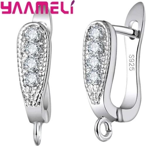 Factory Price Fashion 925 Sterling Silver Hoop Earrings Components For DIY Jewelry Accessory Hook Ear Wire Finding