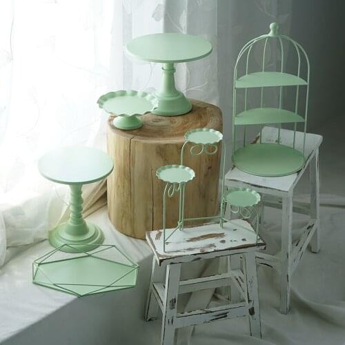 Green cake stand cupcake trays cake tools home decoration party dessert table suppliers perfume make up storage holders