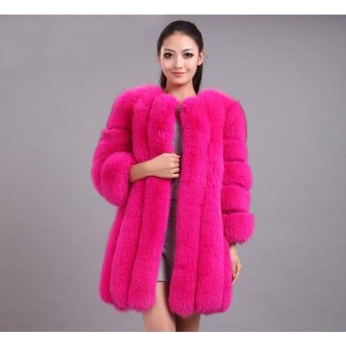 S-4XL plus size Winter New fashion brand Fake fox fur jacket womens Furry Luxury stitching thicker warm Faux fur coat wj1231