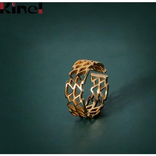 Kinel Original Design 925 Sterling Silver 18K Gold Open Adjustable Finger Rings for Women Free Size Ring Fashion Jewelry