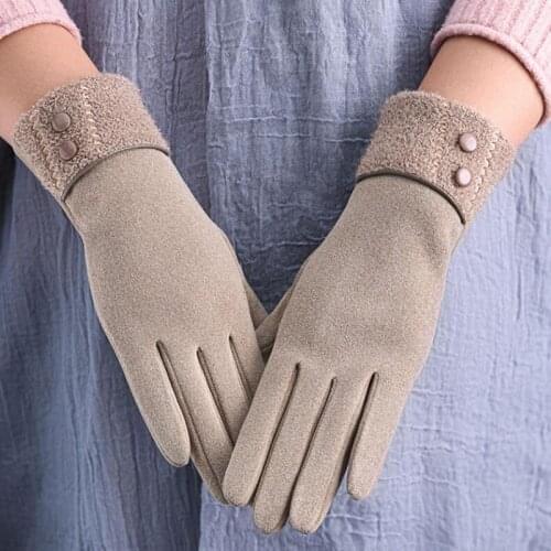 Winter Plus Velvet Thicken Full Finger Coldproof Warm Womens Gloves For Sports Outdoor Cycling Touch Screen Driving Mittens R28