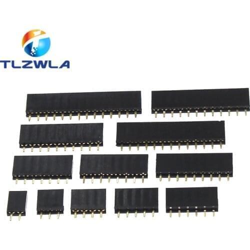 1000pcs Single Row Pin Female Header Socket Pitch 2.54mm 1*2p 3p 4p 5p 6p 7p 8p 9p 10p 12p 14p 16p 18p 20p 22p 40p Pin Connector