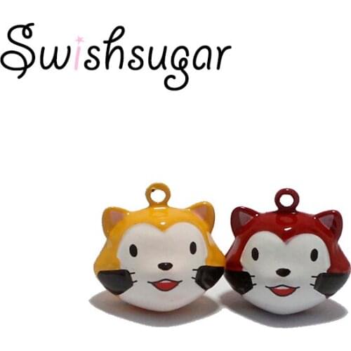 2Colors Cartoon Fox Animal Bell Charms Pendant Craft Jewelry Accessories Holiday Festival Home Decor