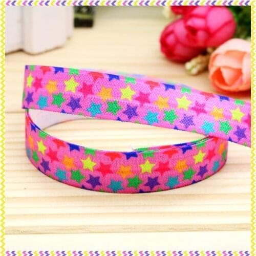 5/8'' Free shipping Fold Elastic FOE stars printed headband headwear hairband diy decoration wholesale OEM P4448
