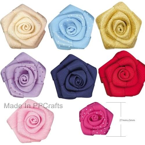 7/8" Satin/ Plain/Grosgrain Ribbon RoseFlower For Cloth Wedding Hairbow DIY Crafts Toy 100pcs Free Shipping