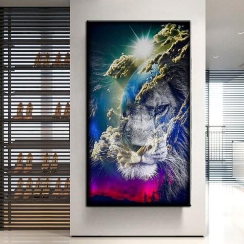 Full Round Square Diamond Painting 5D Diamond Art Embroidery Large Size Mountain Lion Handmade Home Decor