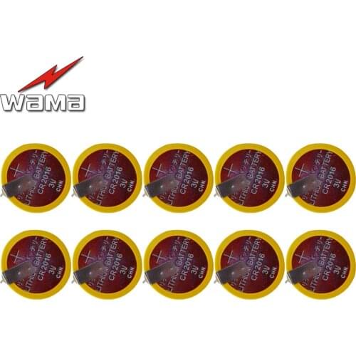 10pcs/lot Wama CR2016 Button Cell Batteries 3V 180 degree 2 Feet Welding Solder Pins Bluetooth Accessories 2016 Coin battery