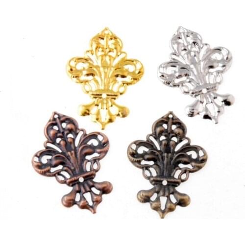 Free shipping 20Pcs Filigree Wraps Connectors Metal Crafts Decoration DIY Findings Ancient Hollow 35mm x 50mm