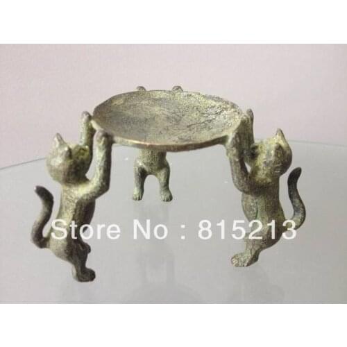 Free Shipping wang 000168 3-cat lifting plate vivid Bronze Statues antique ancient Chinese Handmade