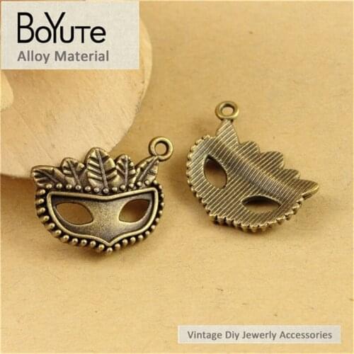 BoYuTe (50 Pieces/Lot) 22*17MM Vintage Antique Bronze Plated Metal Mask Pendant Charms for Jewelry Findings Accessories