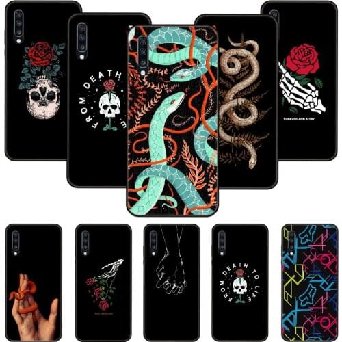 Phone Case For Samsung Galaxy A 50 51 71 70 7 5 10 20 30 40 41 21 S E Black Cover Back Luxury Prime Hand Snake Rose Skelet