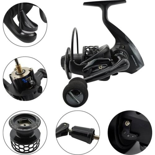Black Fishing Reel with Hollow Line Cup Metal Fishing Reel Light Weight Ultra Smooth Powerful Fishing Gear Supplies Drop Shippin