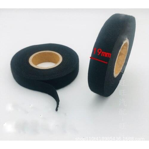 Black Heat-resistant Wiring Harness Tape Strong Adhesive Cloth Fabric Tape For Looms Cars 19mm x 25M