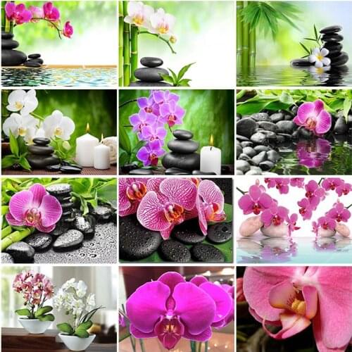 DIY 5D Diamond Painting Full Round & Square Resin Mosaic Diamond Embroidery Cross Stitch Kits Wall Art Decor Orchid Scenic