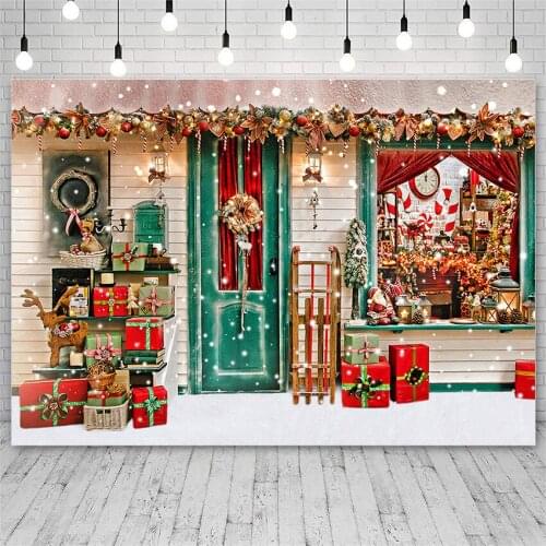 Avezano Backdrops Merry Christmas Winter Gift Shop Garland Santa Photography Background Photo Studio Photozone Photocall Decor