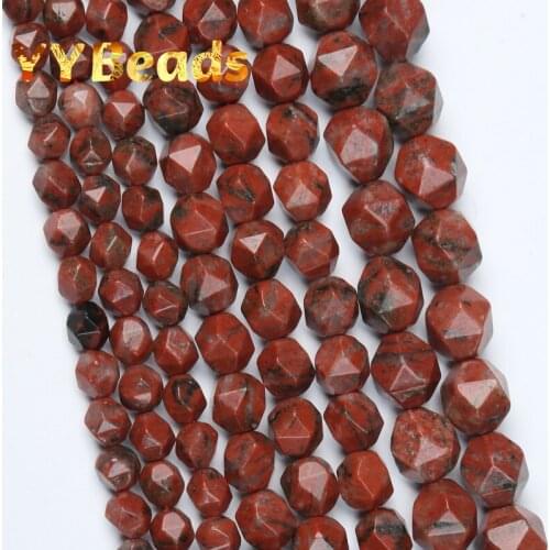 Faceted Sesame Red Jaspers Beads Natural Red Jaspers Stone 6-10mm Loose Charms Beads For Jewelry Making DIY Bracelet 15" Strand
