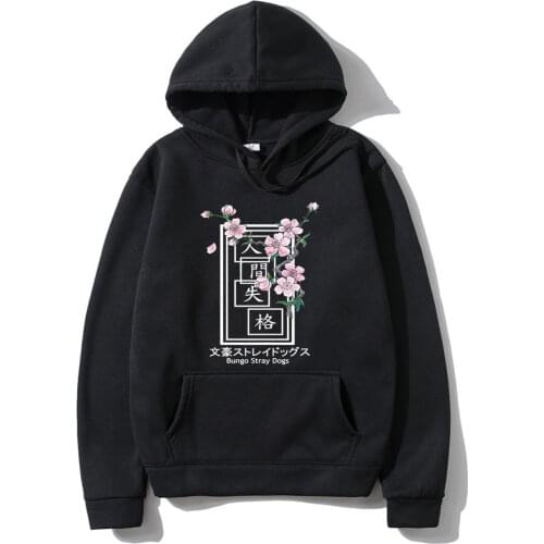 Anime Bungou Stray Dogs Hoodie Cherry Blossoms Back Graphic Hoodies Men Women Fashion Sweatshirt Mens Japanese Trend Streetwear