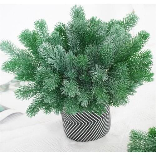 16 Fork Pine Needle Branches Artificial Pine Fake Flowers Plants Christmas Tree Wedding Decor DIY Handcraft Children Gift