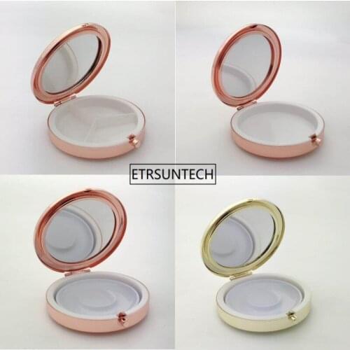 50pcs Portable Metal Round Pill Box Medicine Tablet Capsule Container False eyelash box Storage Travel F3611