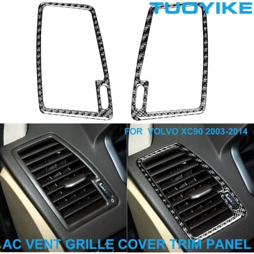 LHD RHD Car Styling Carbon Fiber AC Air Conditioner Vent Grille Fresh Cover Panel Trim Sticker Frame For VOLVO XC90 2003-2014