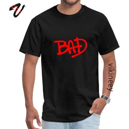 Michael Jackson Bad Red T-shirts Typography Letter Word Hip hop Short Sleeve Retro Father T Shirt 100% Cotton Tops & Tees Men