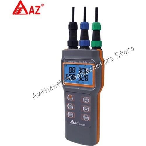 Upgraded Digital Water Quality Meter Dissolved Oxygen Tester PH Meter Conductivity Salinity Temperature Saltiness Meter AZ86031