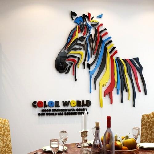 Cartoon Colorful zebra 3d wall stickers Kids Rooms kindergarten classroom Home decoration Wall Art Acrylic Sticker Decal Animals