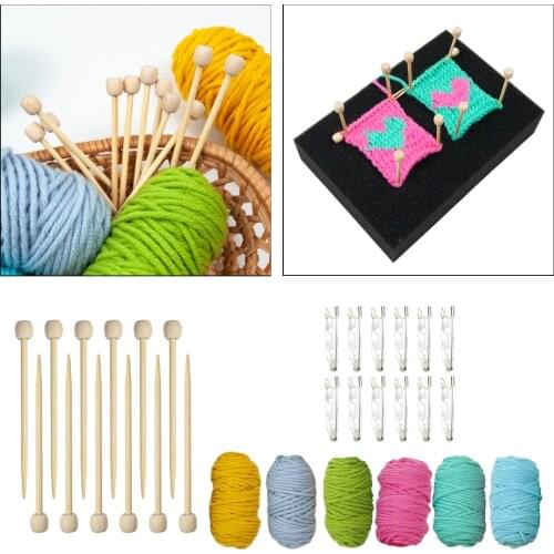 Mini Bamboo Knitting Needles Set Wood Size 10 6mm 2.76' Knit Needle Set