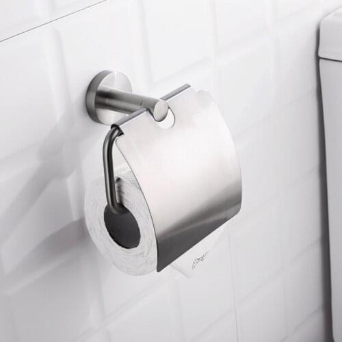 Bathroom Brushed Toilet Roll Paper Rack with Waterproof Cover Wall Mounted Bathroom Stainless Steel Paper Holder