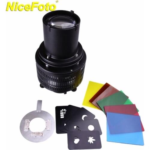 NICEFOTO Studio Flash Light Optical Snoot Photo Optical Condenser Art Effect Conical Snoots with Modelling Panels Filter SN-06