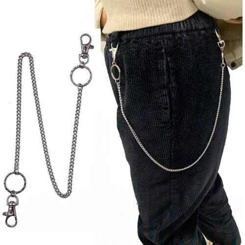 Single layer double ring silver color alloy belt chains rock style dance chain belt personalized decoration wild jean with chain