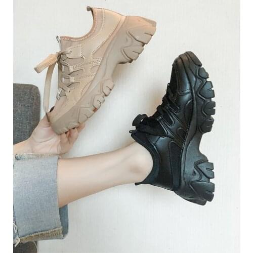 Pure Color Simple Cross Straps Thick Bottom Fashion Ladies Casual Sneakers Single Spring And Autumn Hot Sale College Style