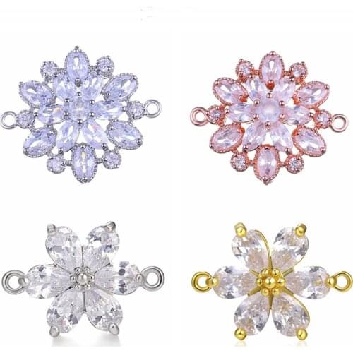 Crystal zircon Charms Pendant Bracelet Connectors for DIY Necklace Bracelet Jewelry Making Handmade Accessories