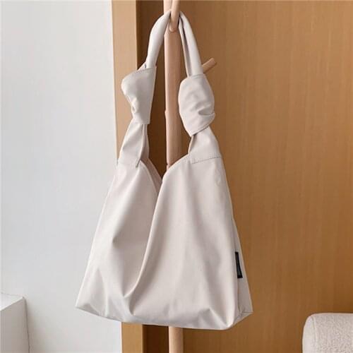 Simple Casual Women Nylon Shoulder Bag Large Capacity Female Tote Handbag Solid Color Lady Travel Purse Versatile Shopping Bags
