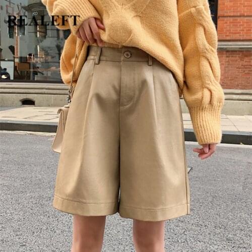 Женские кожаные брюки REALEFT China At AliExpress