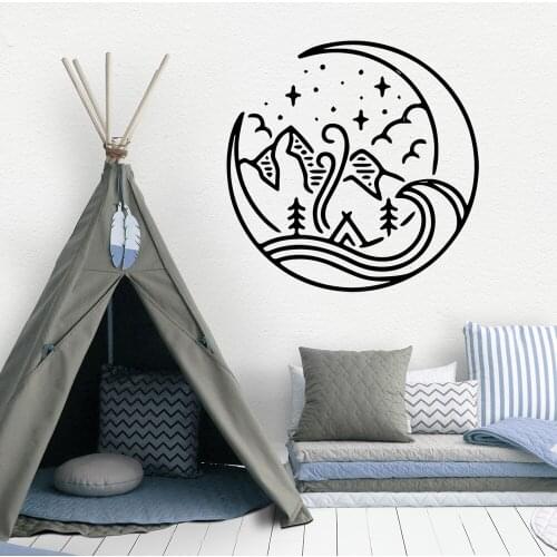 Luxuriant Nature Moon Stick figure tags Home Decorations Pvc Decal For Kids Room Decoration Sticker Home Decor