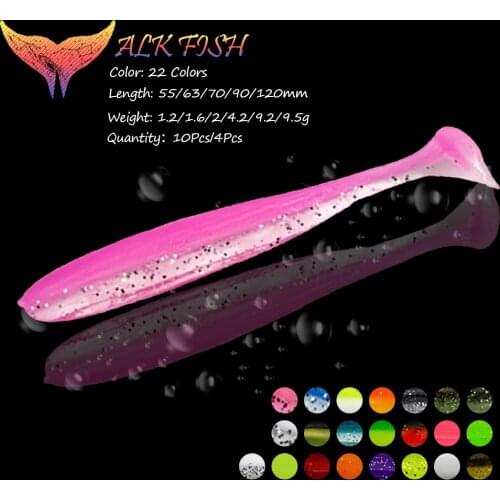 WALK FISH Soft Lures 120mm/90mm/70mm/63mm/55mm T-tail Silicone Wobblers Baits Fishing Lure Aritificial Baits Jigging Soft Bait